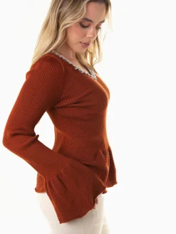 Camisola peplum malha canelada