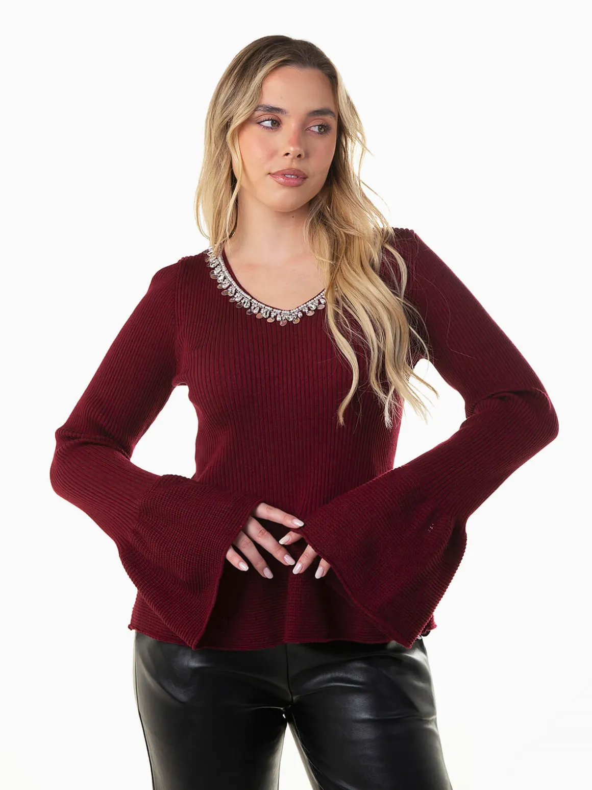 Camisola peplum malha canelada