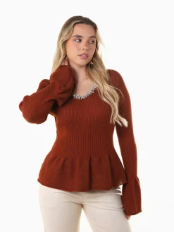Camisola peplum malha canelada