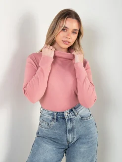 Camisola polar fina com gola alta