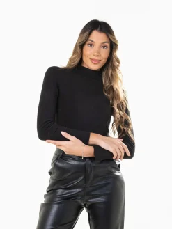 Camisola polar fina com gola subida