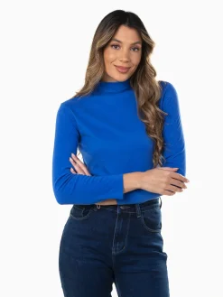 Camisola polar fina com gola subida