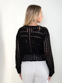 Cardigan de malha perfurada