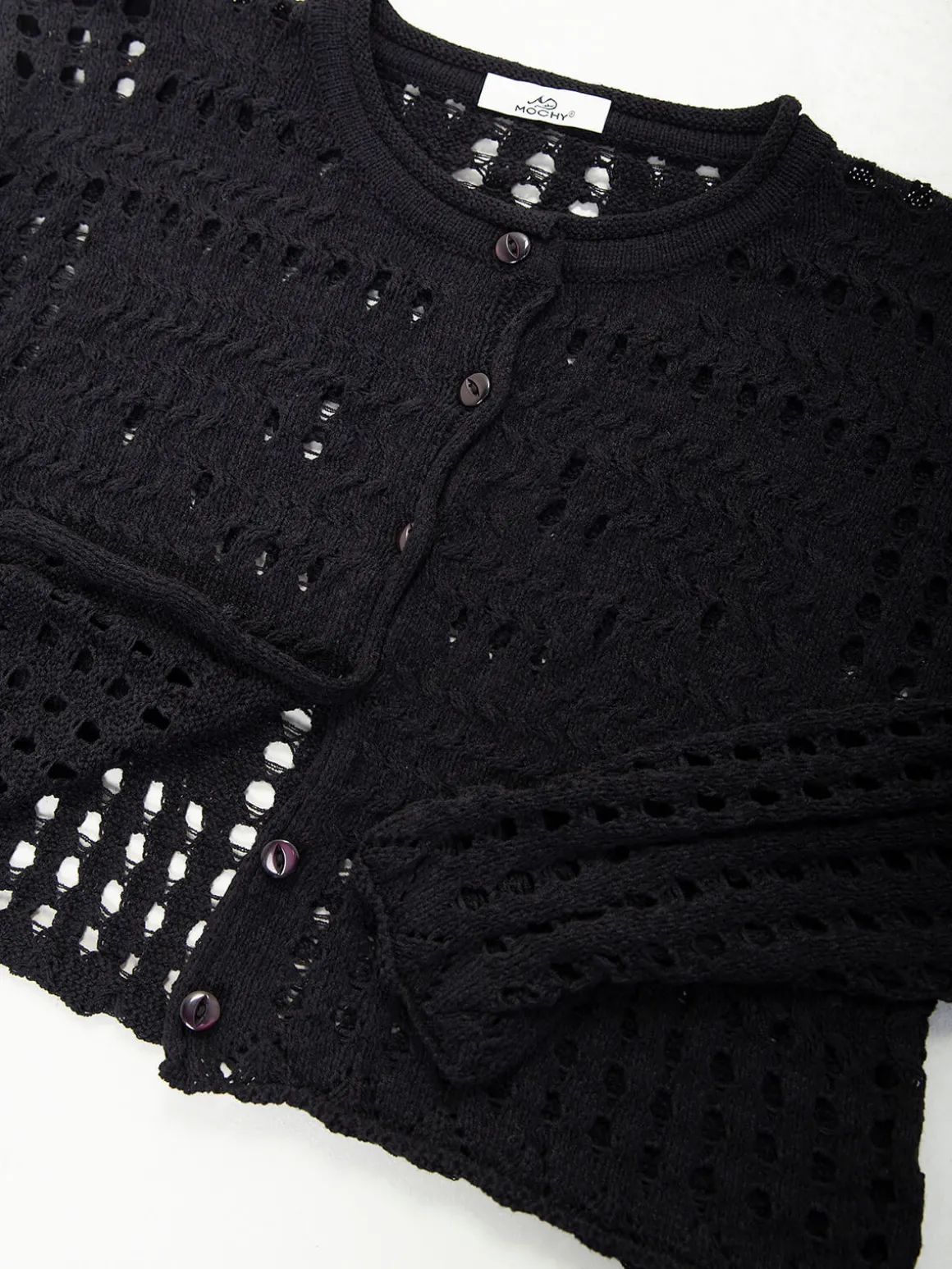 Cardigan de malha perfurada