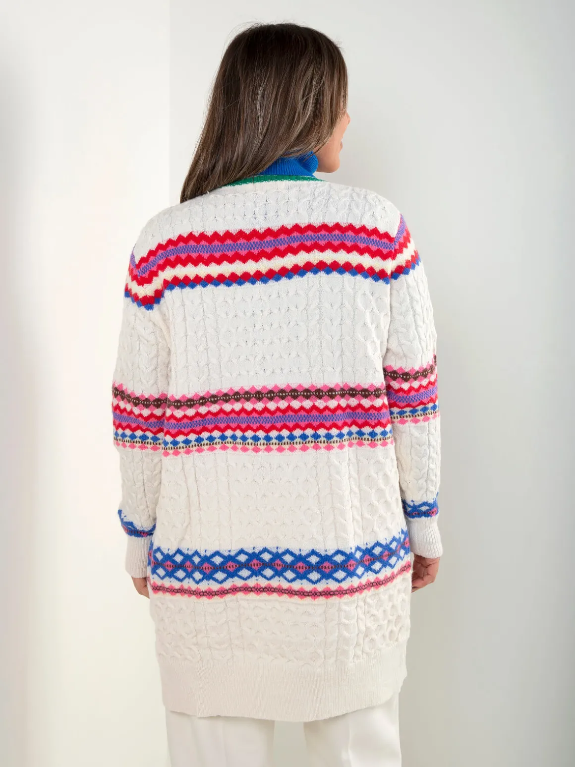 Casaco aberto malha trabalhada