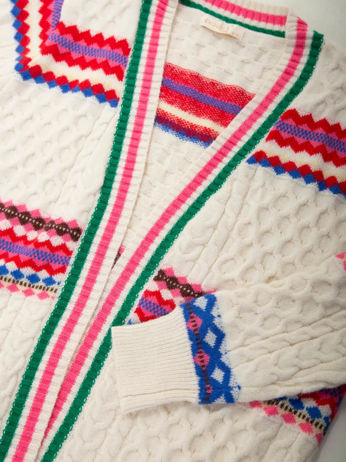 Casaco aberto malha trabalhada