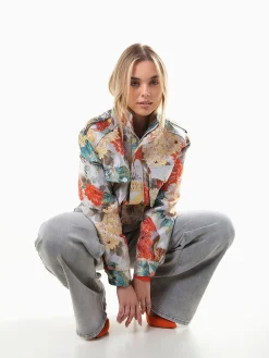 Casaco bomber jacquard cinza
