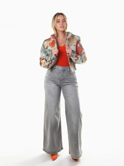 Casaco bomber jacquard cinza