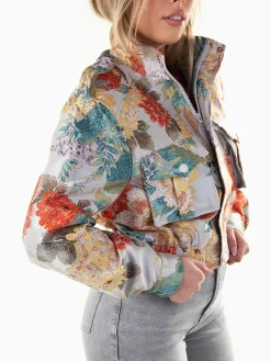 Casaco bomber jacquard cinza