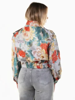 Casaco bomber jacquard cinza