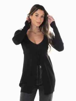 Casaco comprido de malha