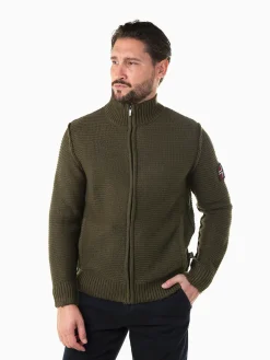 Casaco de malha com gola subida