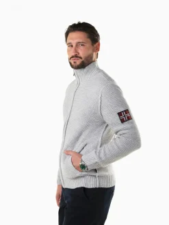 Casaco de malha com gola subida