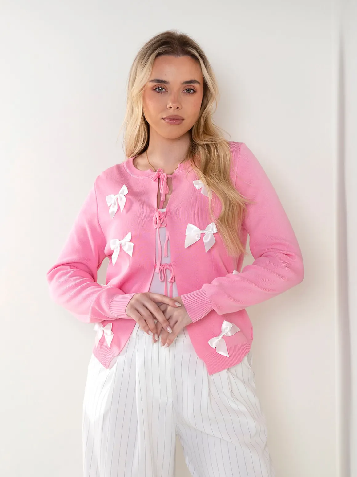 Casaco de malha com laços