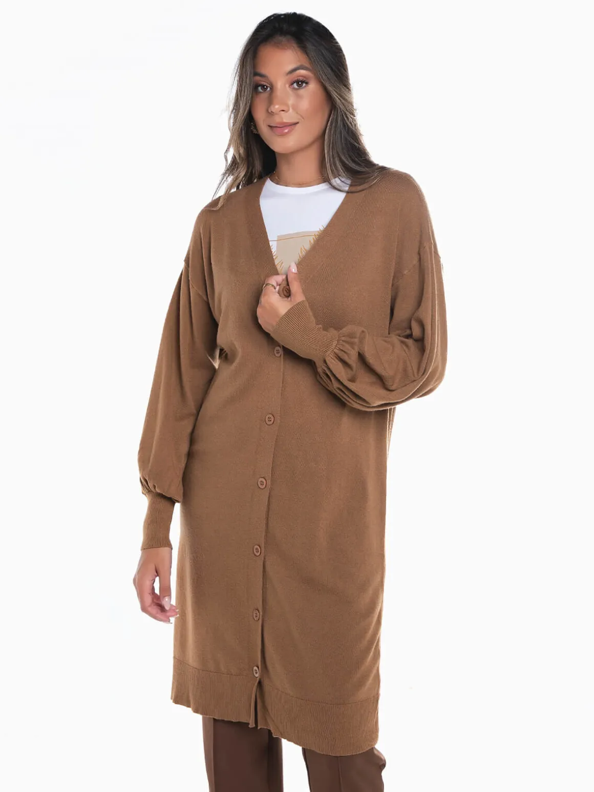 Casaco de malha comprido oversize