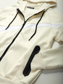 Casaco desportivo color block com capuz