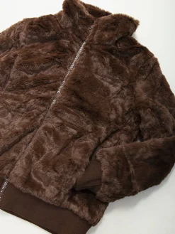 Casaco efeito pelo com gola alta