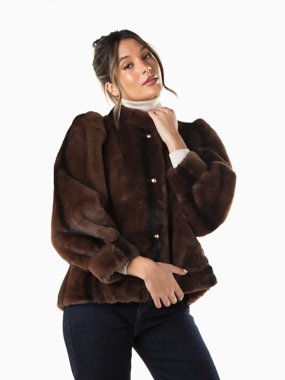 Casaco efeito pelo manga abalonada