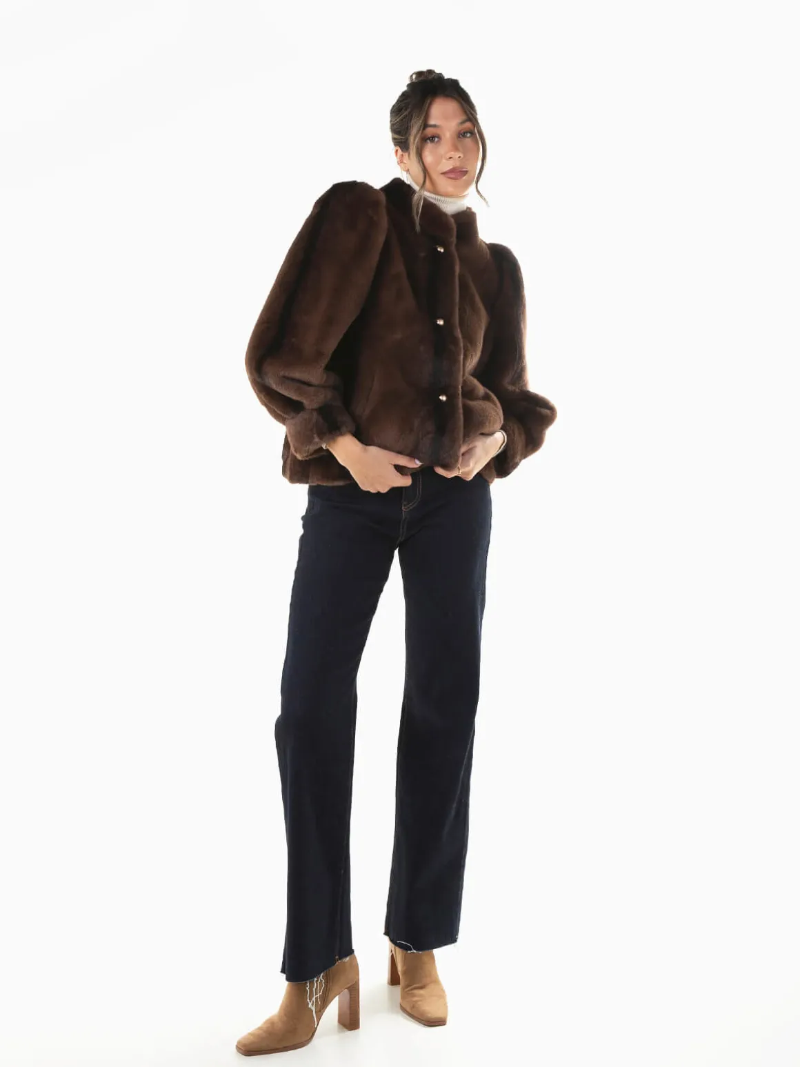 Casaco efeito pelo manga abalonada