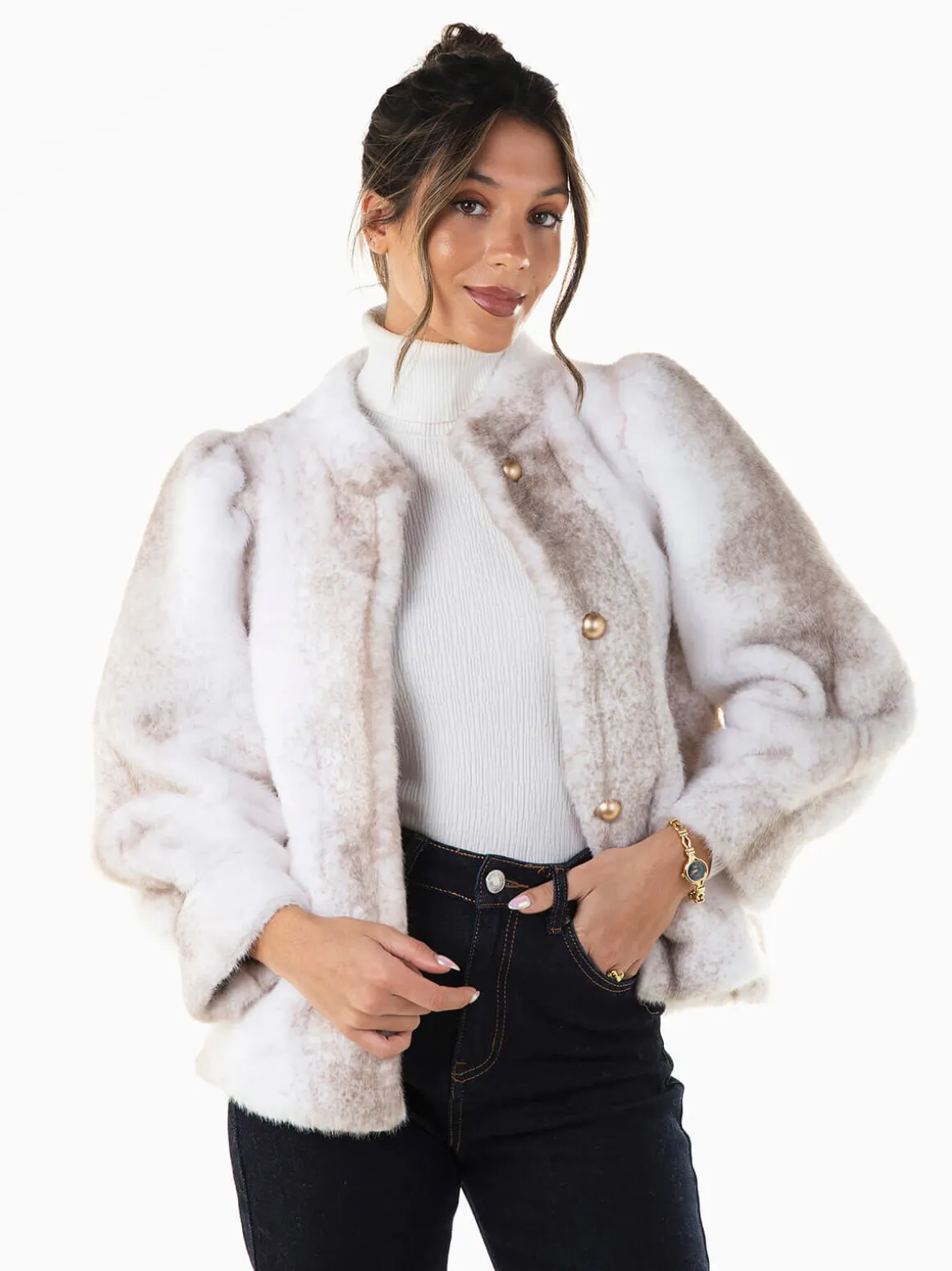 Casaco efeito pelo manga abalonada