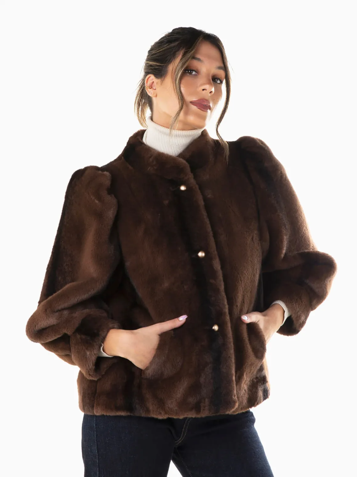 Casaco efeito pelo manga abalonada