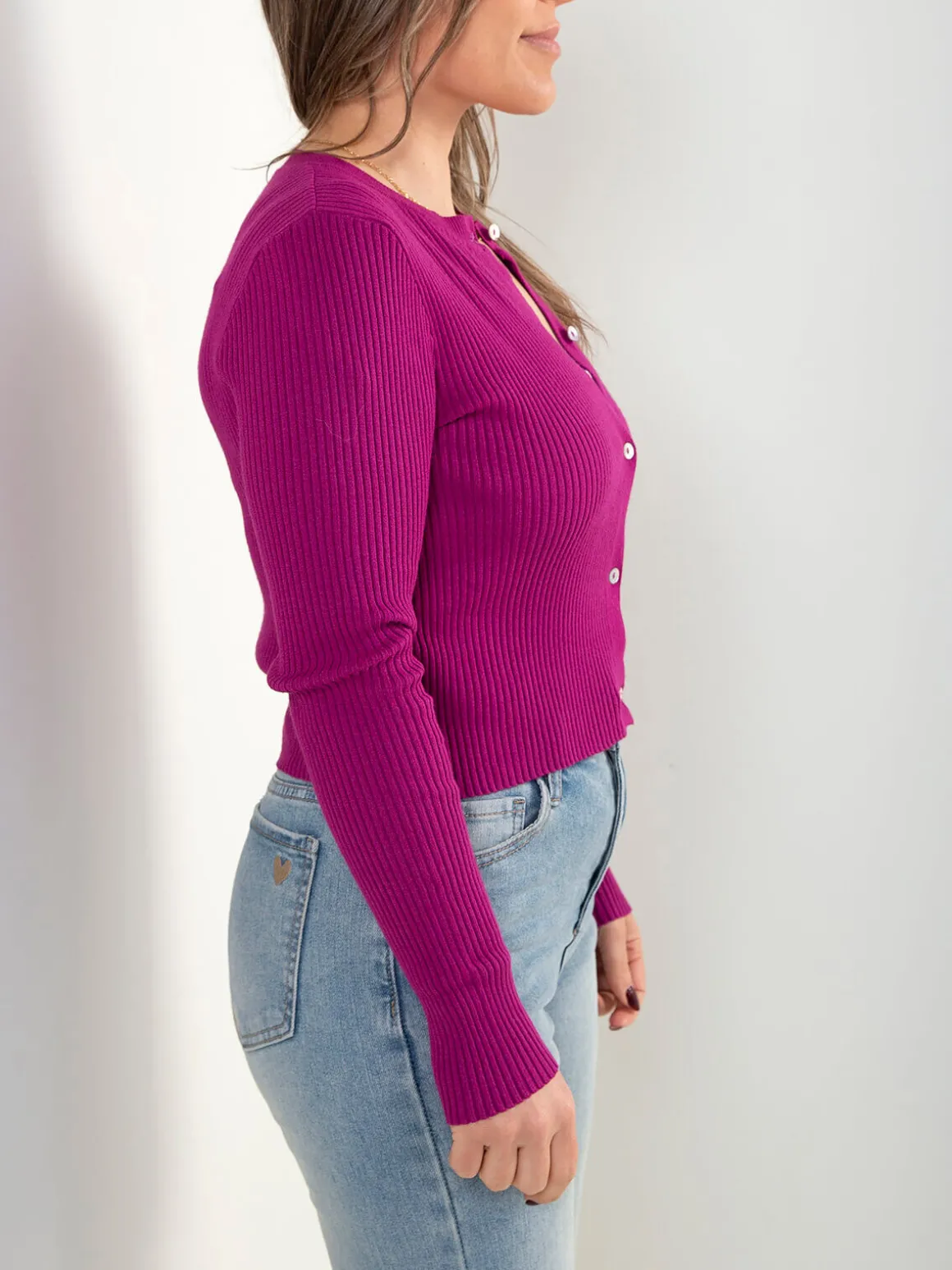 Casaco justo malha canelada