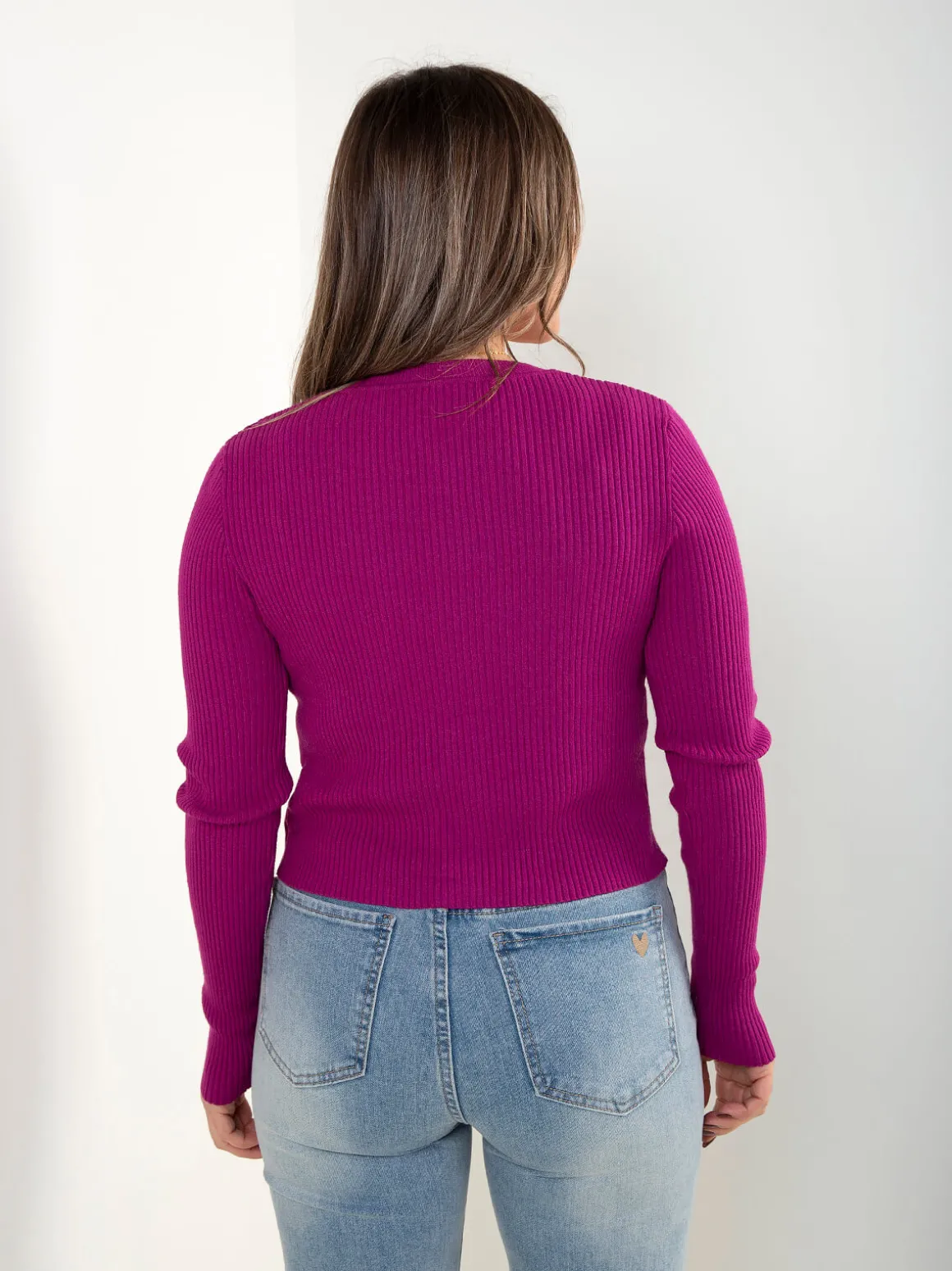 Casaco justo malha canelada