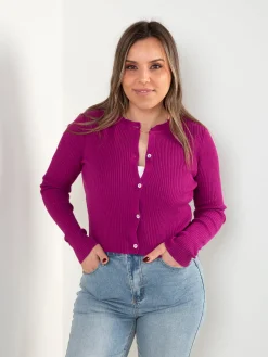 Casaco justo malha canelada