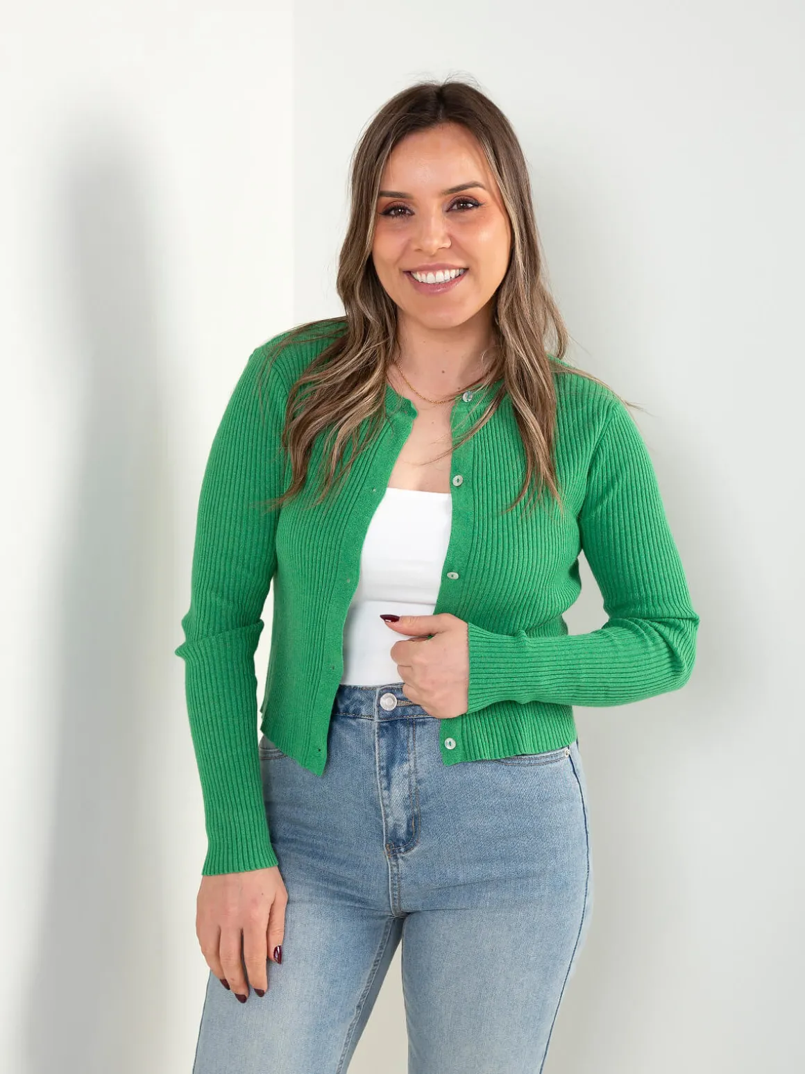 Casaco justo malha canelada