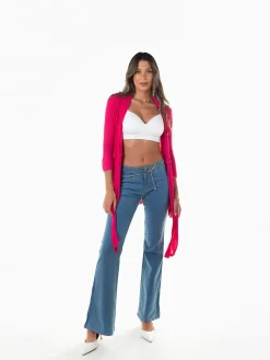 Casaco malha aberta manga 3/4