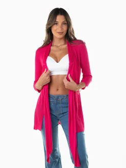 Casaco malha aberta manga 3/4