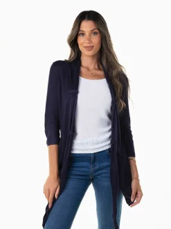 Casaco malha aberta manga 3/4