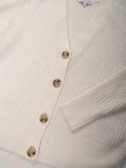 Casaco malha canelada decote V