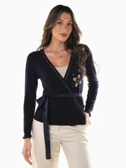 Casaco malha com bordados