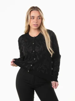 Casaco malha com textura folhas