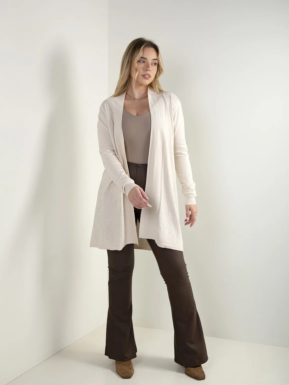 Casaco malha comprido com strass