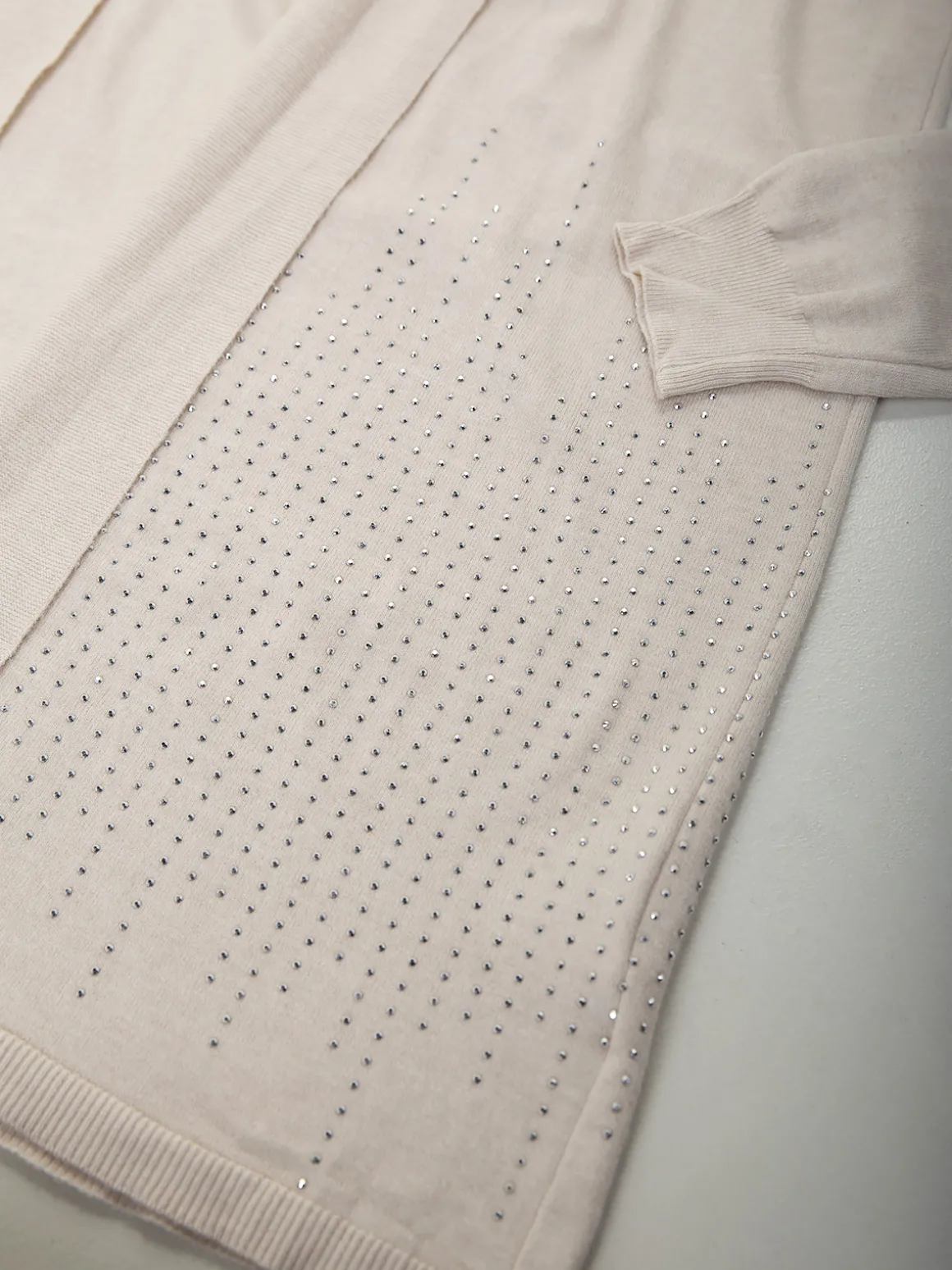 Casaco malha comprido com strass