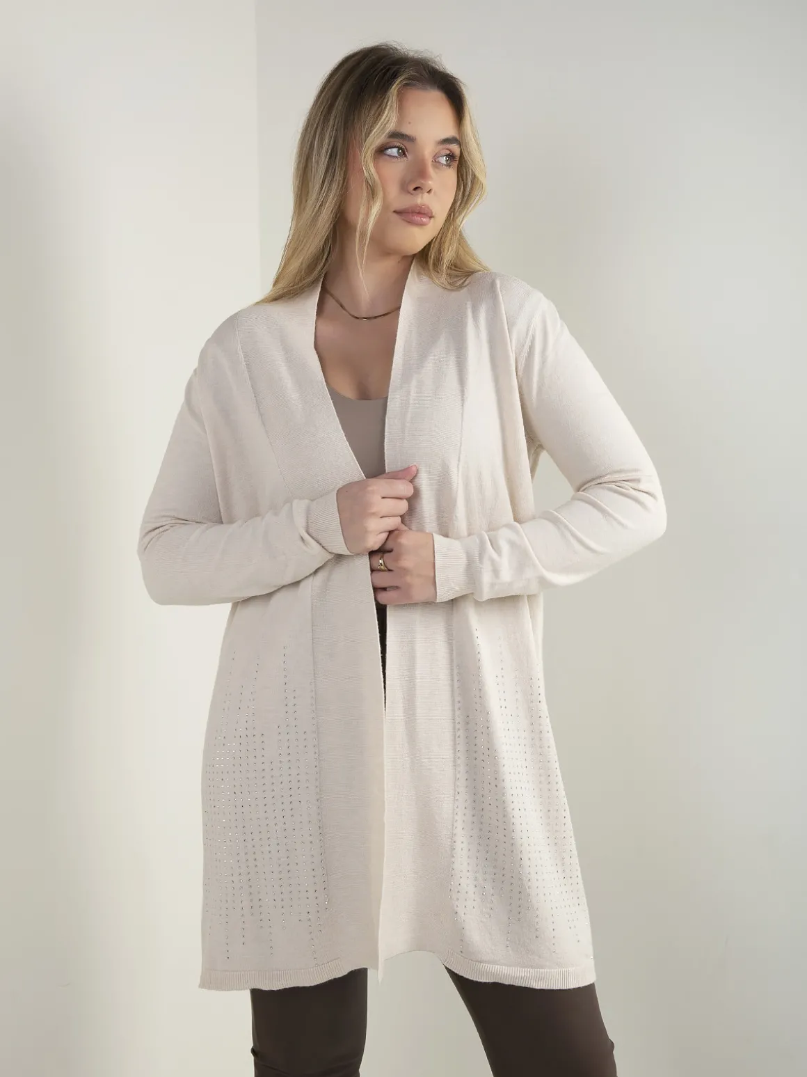 Casaco malha comprido com strass