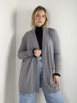 Casaco malha comprido com strass