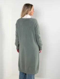 Casaco malha comprido com bolsos