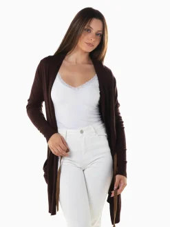 Casaco malha comprido com cinto