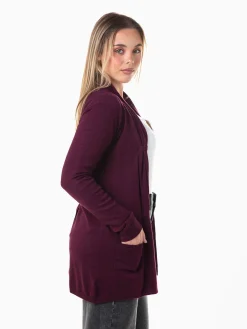 Casaco malha comprido com bolsos