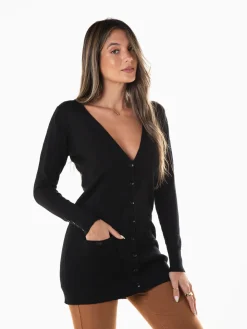 Casaco malha comprido com laços