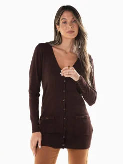 Casaco malha comprido com laços