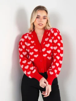 Casaco malha curto com corações