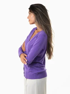 Casaco malha decote em V