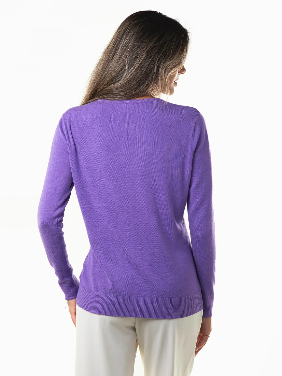 Casaco malha decote em V