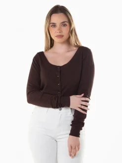 Casaco malha estilo bolero com botões