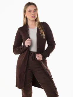 Casaco malha justo com botões