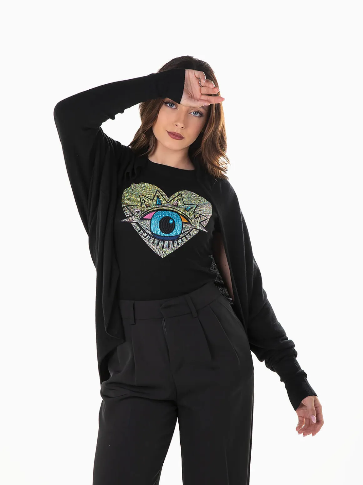 Casaco malha manga morcego